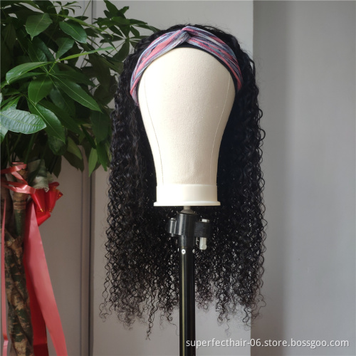 Brown headband wig headband wig curly human hair wigs for black women